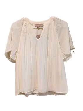 Philosophy Republic Clothing Ivory Pleated Flutter Sleeve Blouse NEW Small